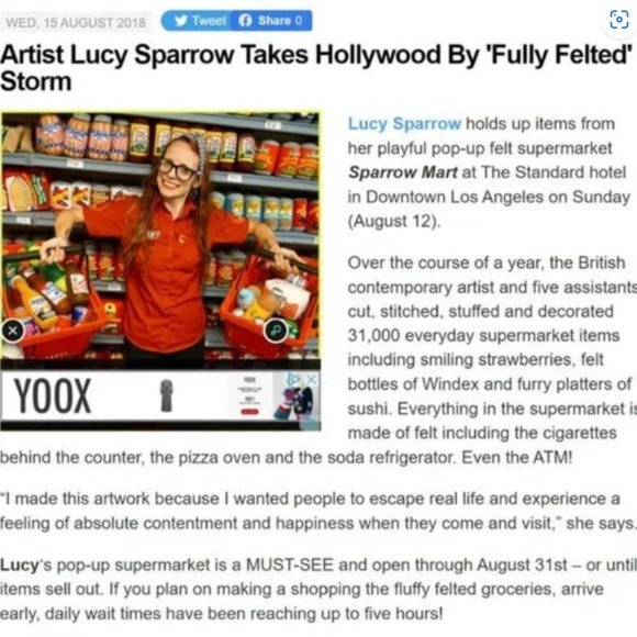 2018 LUCY SPARROW Felt Pop Art Handmade Life Savers Warhol Mart UK Sew Soul DTLA - Picture 6 of 12